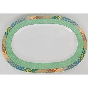 Vtg‎ Gallo Design Pamplona Multicolor Geometric Triangle Pattern Platter 16x11